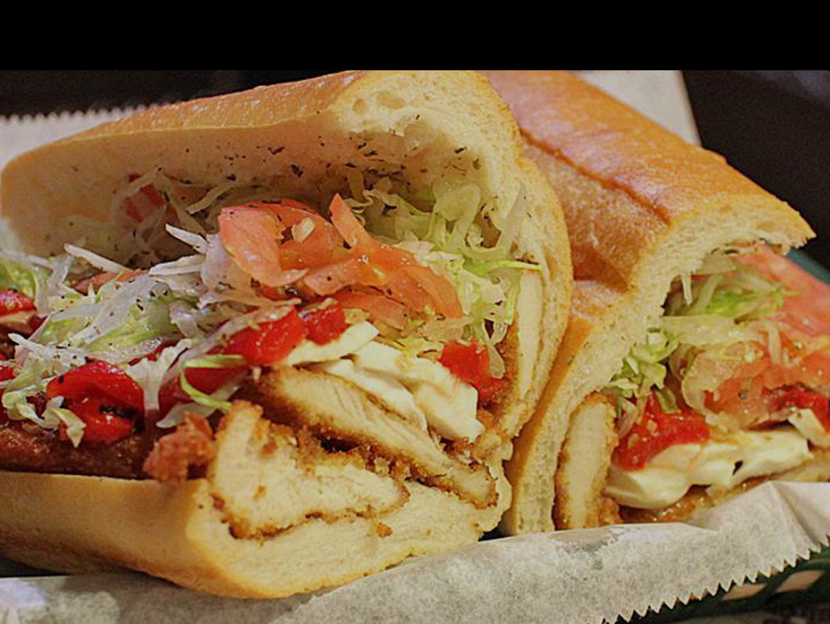 Crispy chicken cutlet hero with fresh hots